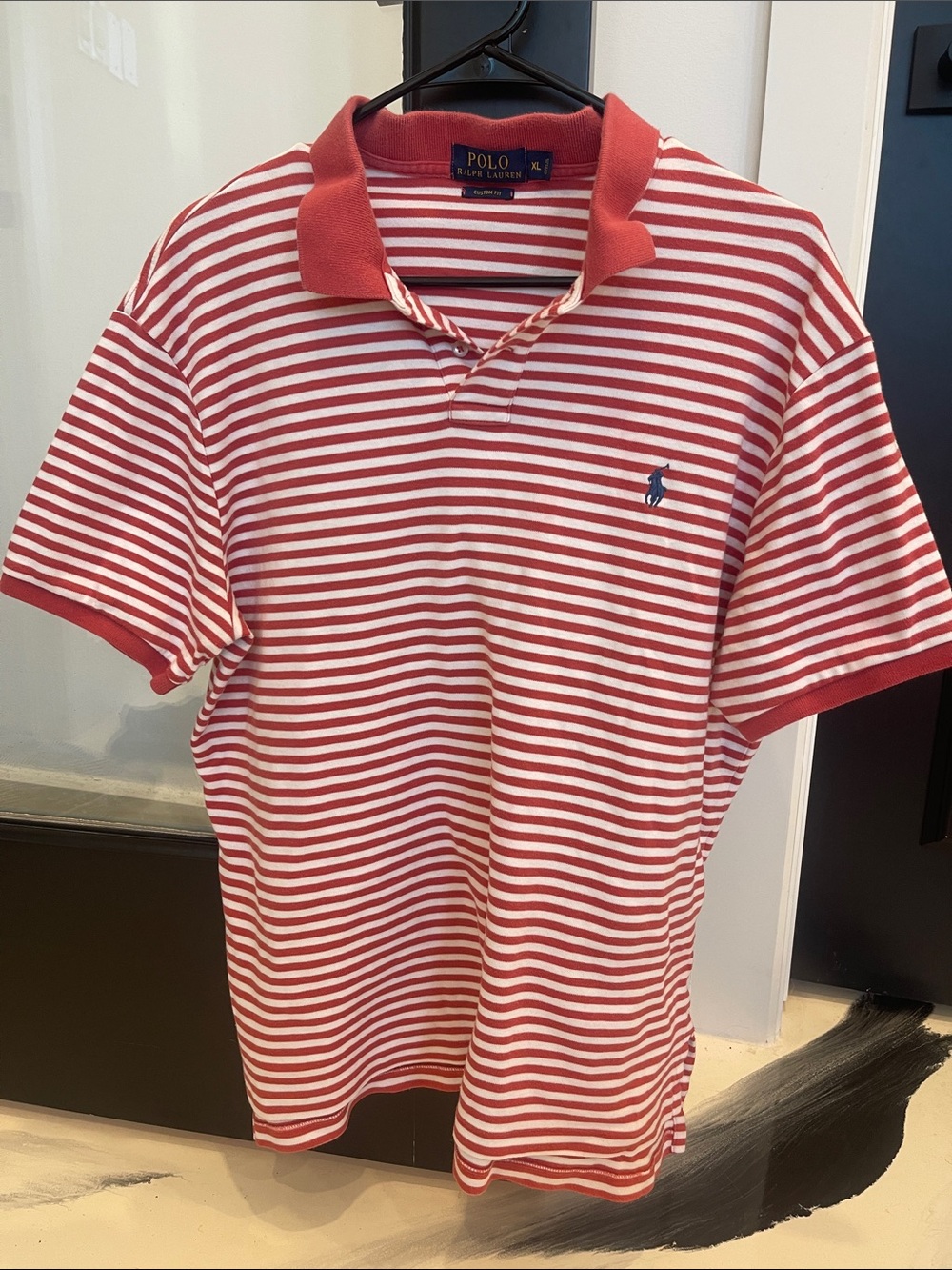 Ralph Lauren Red and White Striped Polo Shirt